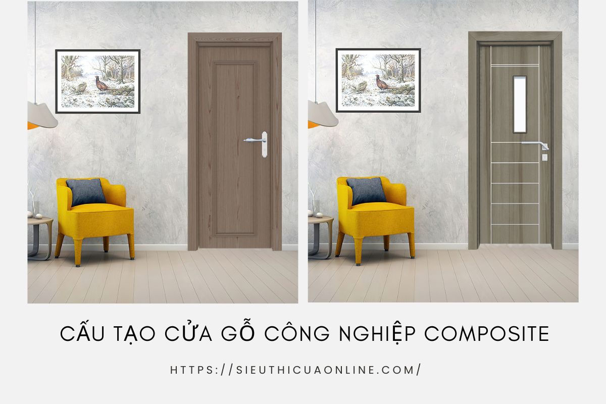 Cửa gỗ công nghiệp composite là sản phẩm kết hợp giữa bột gỗ tự nhiên và nhựa PVC.