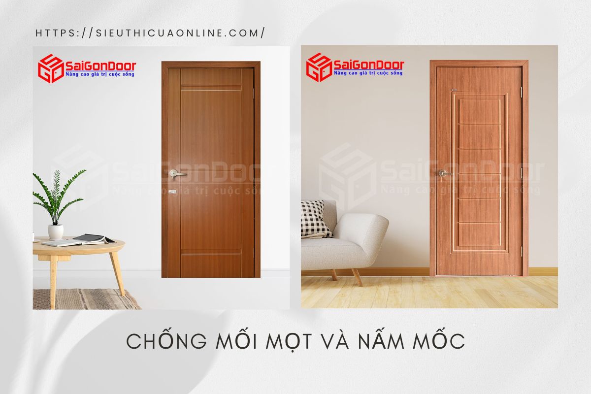 Cửa gỗ công nghiệp composite có khả năng chống mối mọt và nấm mốc.