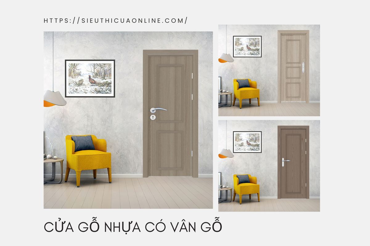 Cửa gỗ nhựa có vân gỗ.