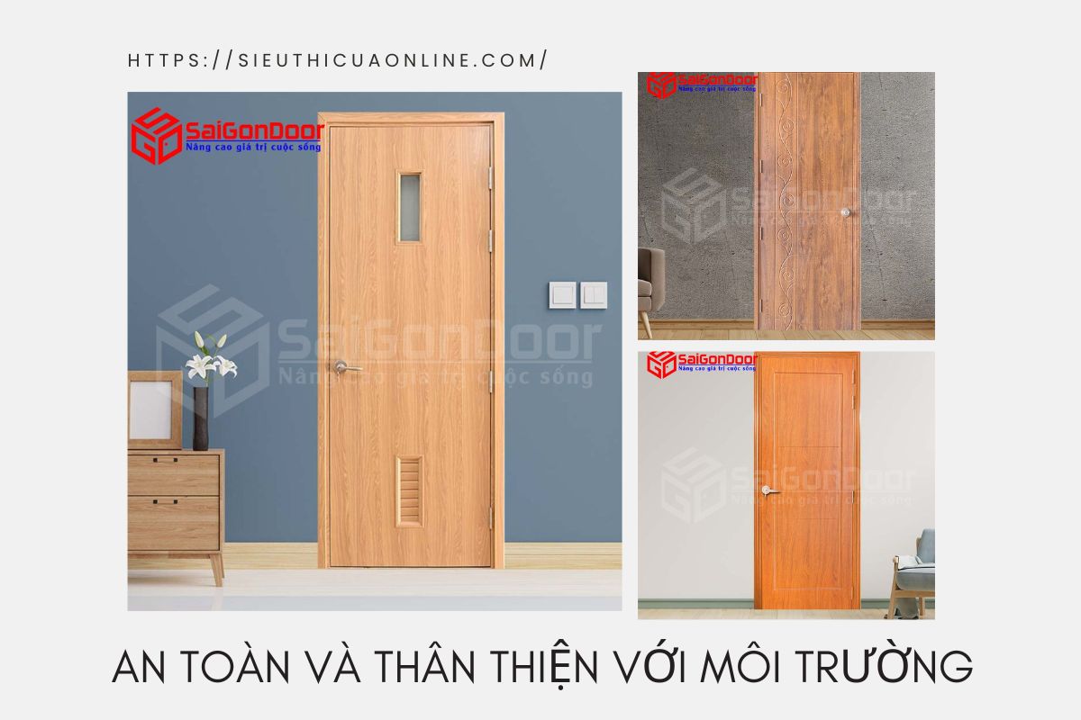 Cửa nhựa gỗ được sản xuất từ các vật liệu an toàn, không chứa chất độc hại.