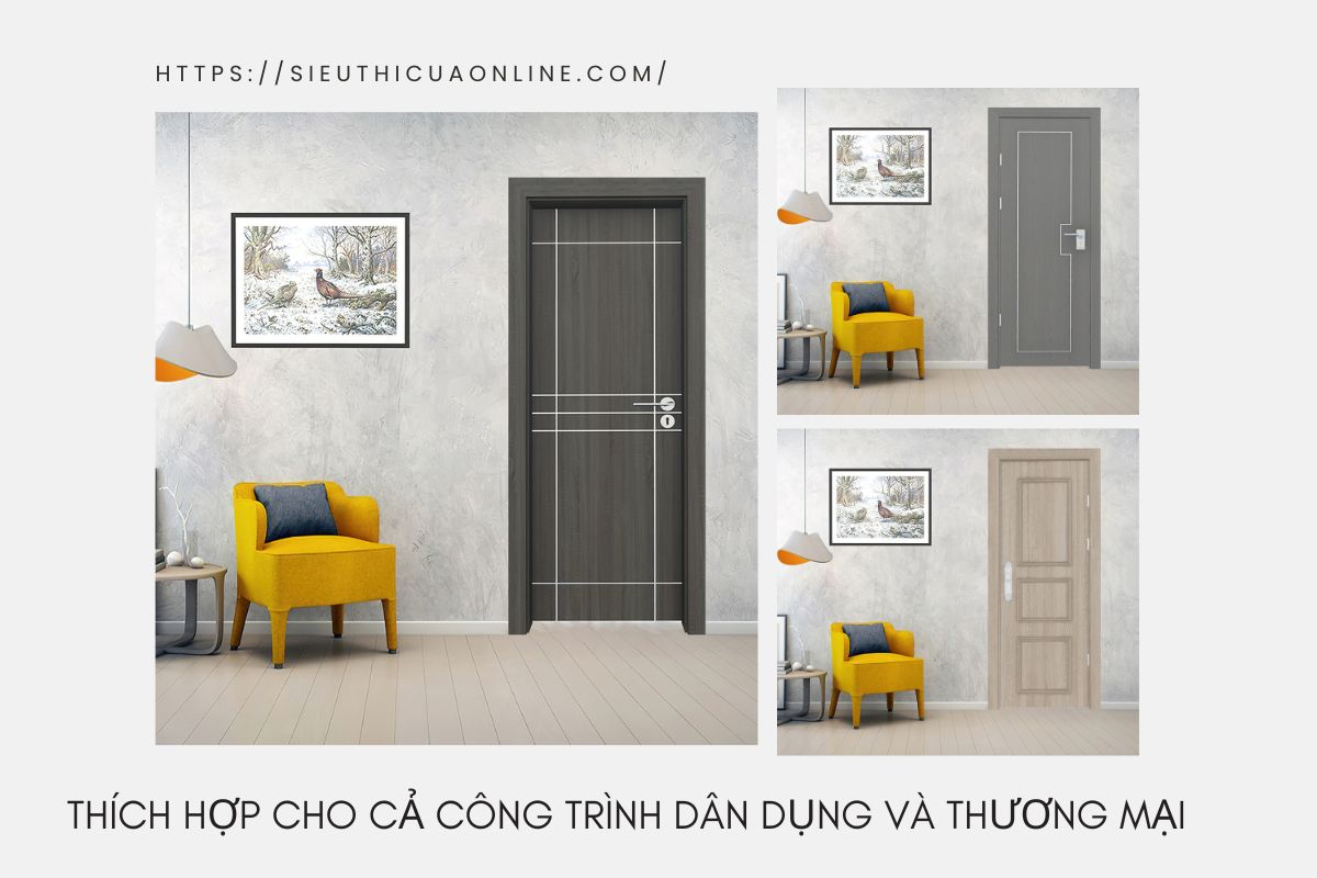 Cửa nhựa gỗ được ưa chuộng trong các công trình thương mại.